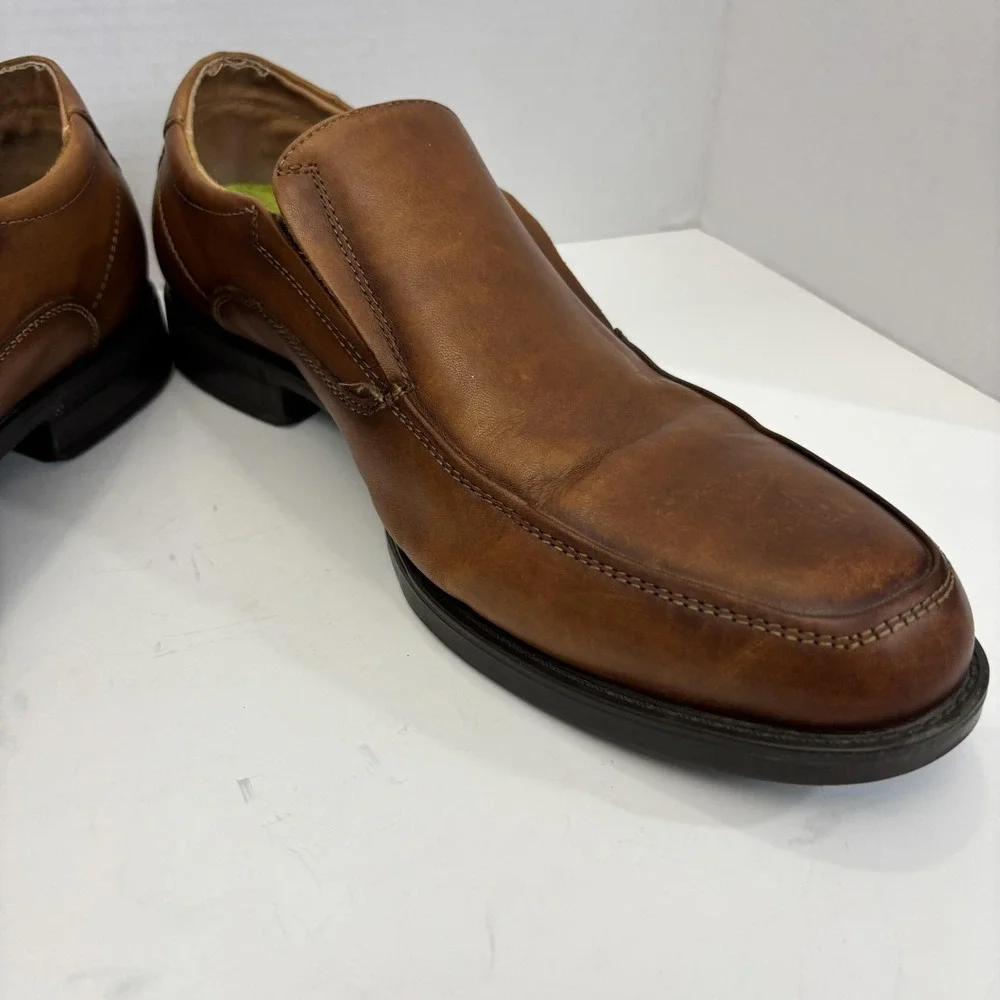 Florsheim Comfortech Slip On Oxford Dress Shoes Men 10.5 Brown Leather Ortholite
